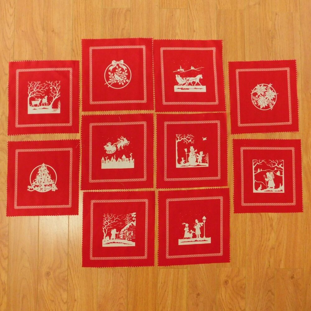 Red White VIP Cranston Christmas Fabric Squares Panel Cut New Lot of 10 Quilting